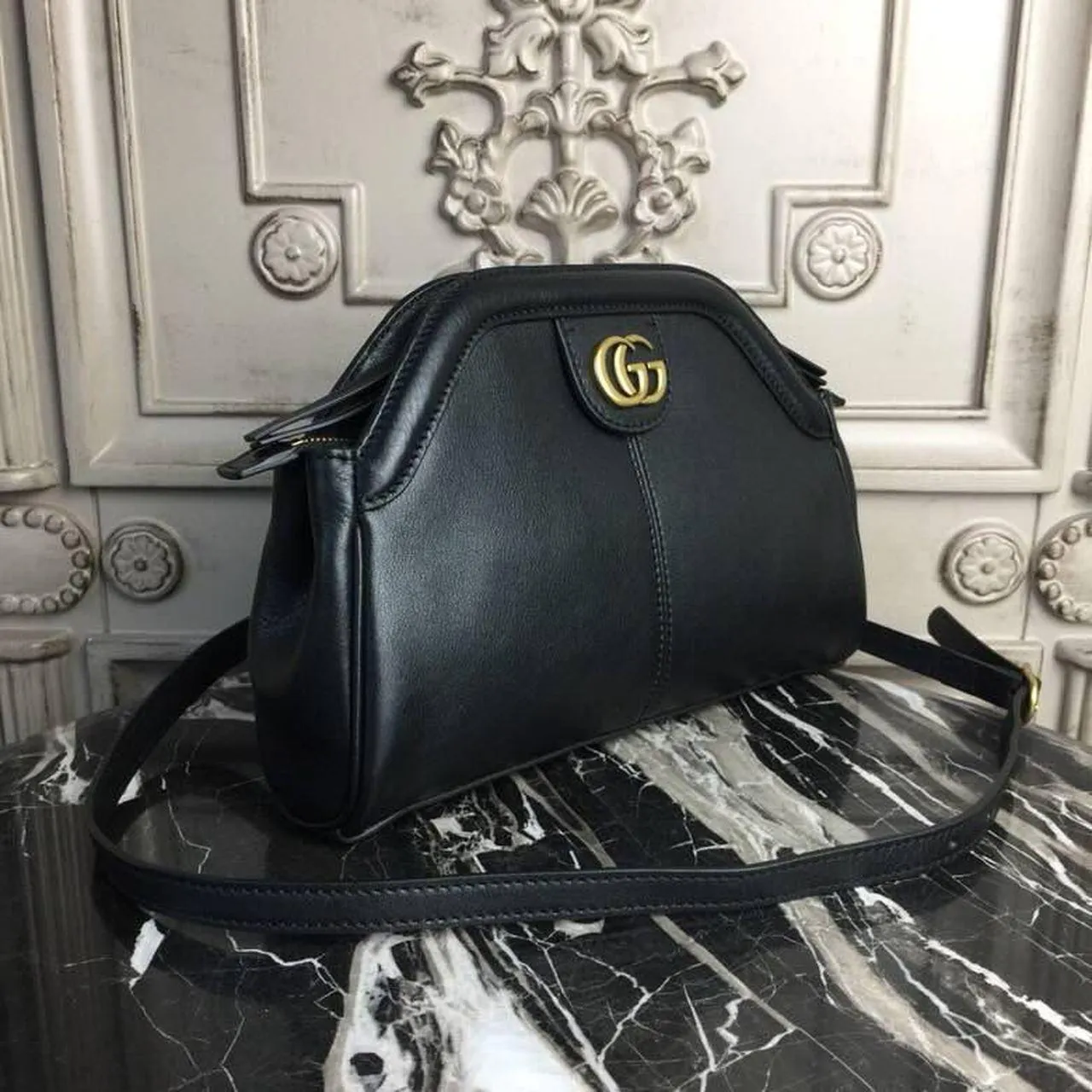 gg RE(BELLE) Medium Top Handle Bag Black For Women 10.7in/27cm gg