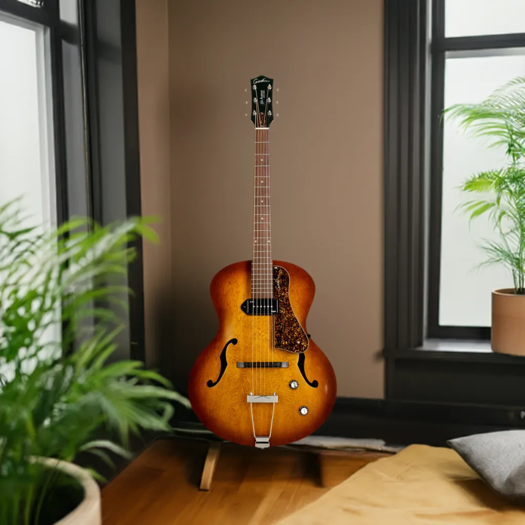 Godin 031986 5th Avenue Kingpin P90 Cognac Burst Hollow Body Acoustic Guitar Made In Canada