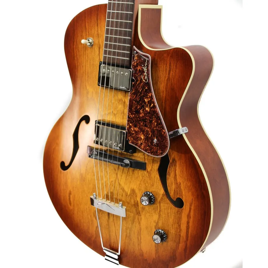 Godin 032327 / 050987 5th Avenue KingPin II P90 CW Cognac Burst Hollow Body Acoustic Guitar MADE In CANADA
