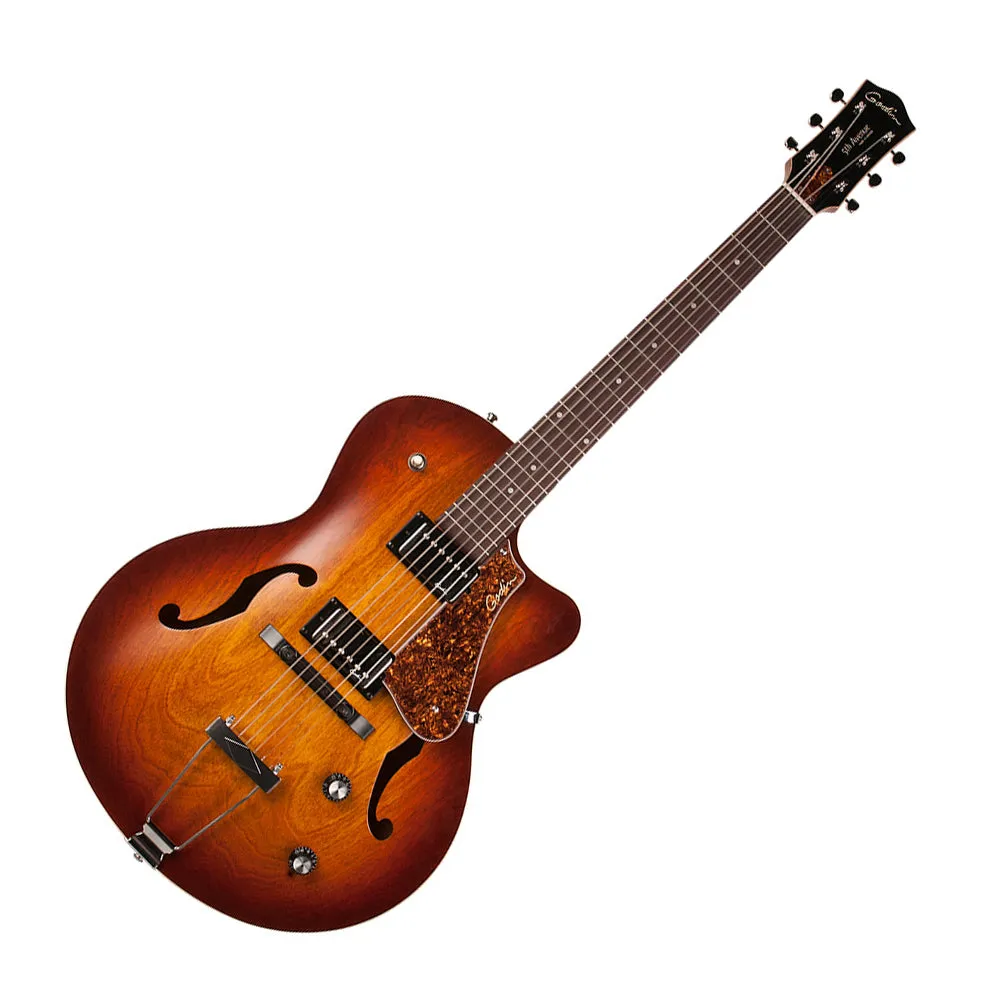 Godin 039289 / 050932 5th Avenue KingPin II HB CW Cognac Burst Cutaway Hollow Acoustic Body Guitar Made In Canada