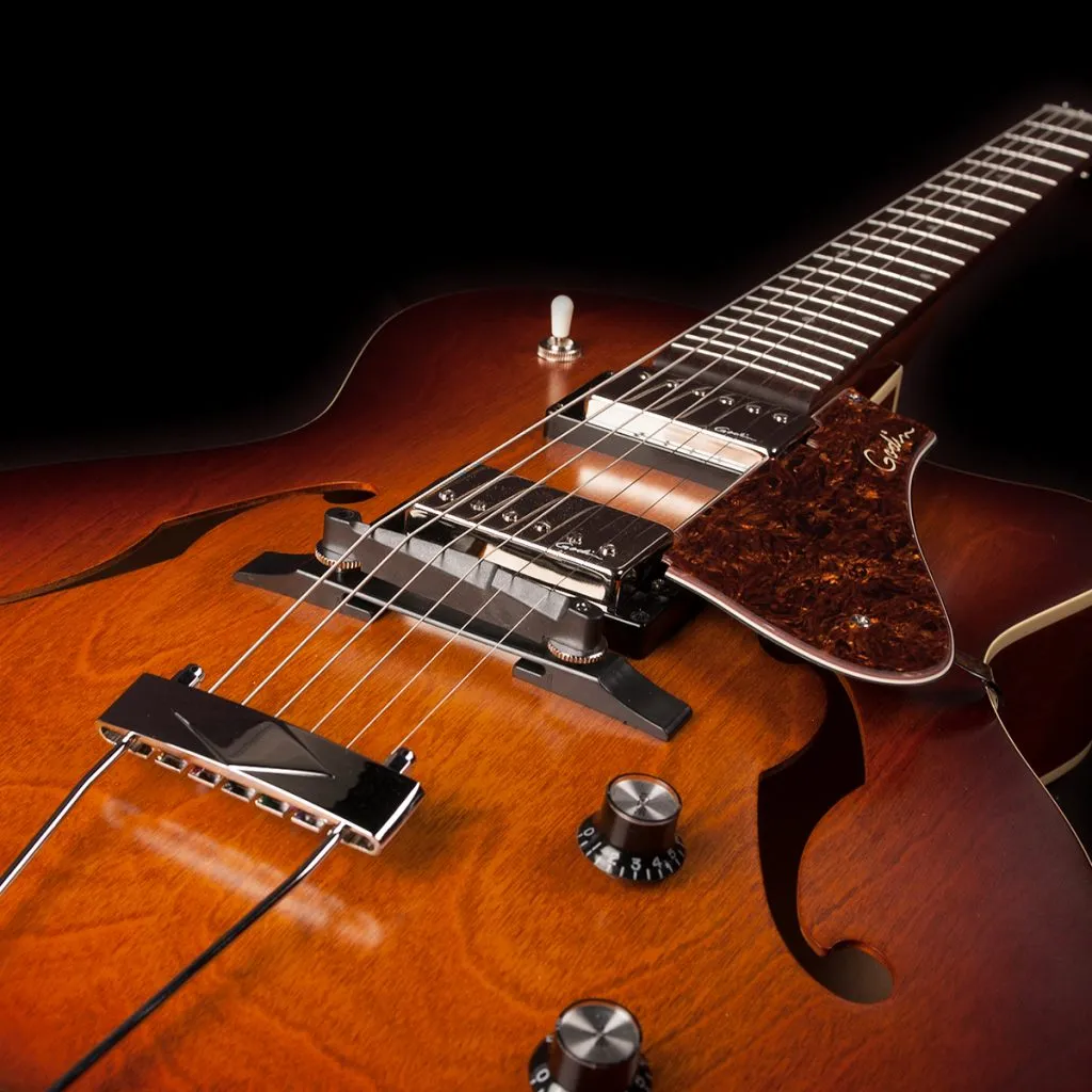 Godin 039289 / 050932 5th Avenue KingPin II HB CW Cognac Burst Cutaway Hollow Acoustic Body Guitar Made In Canada