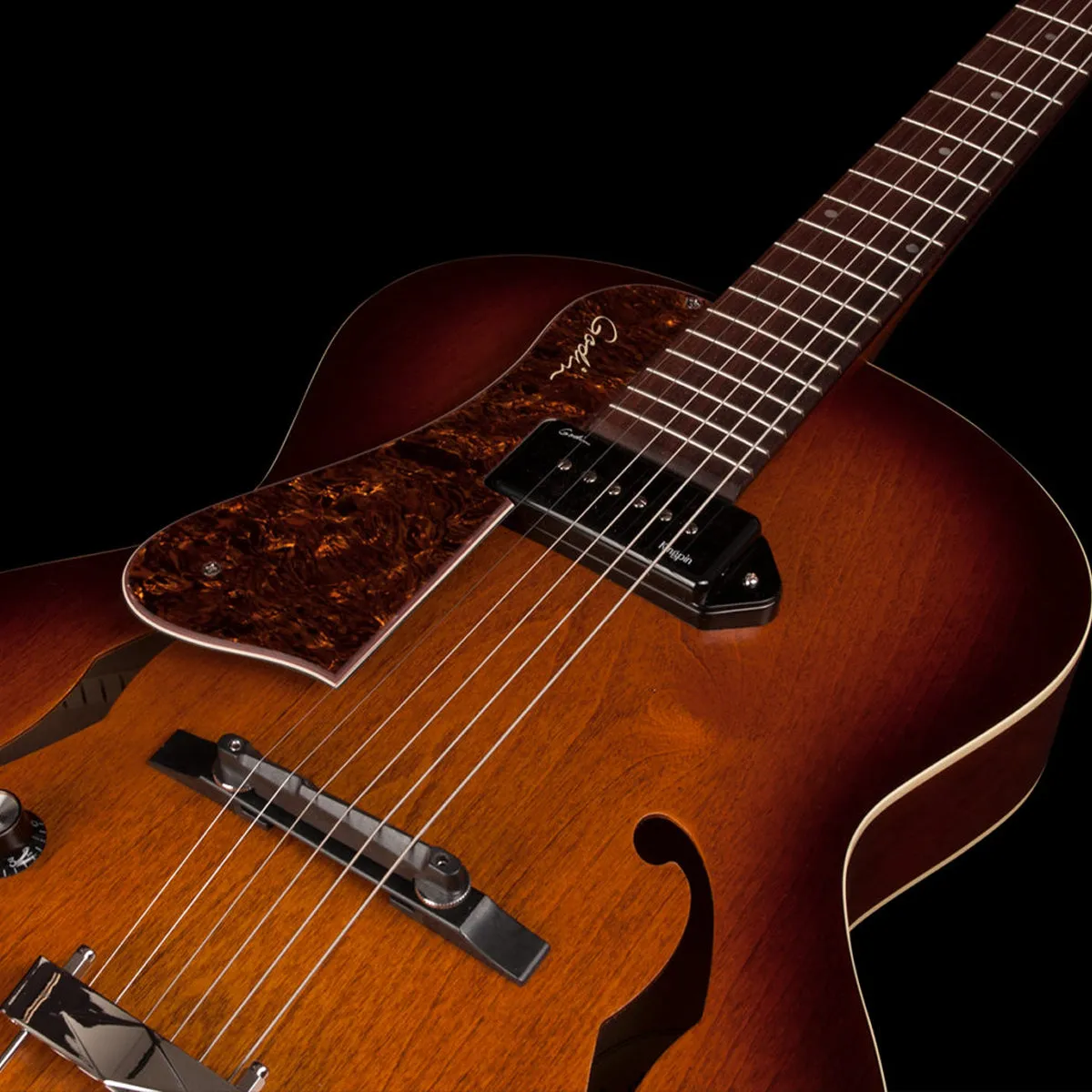 Godin 5th Avenue P90 Semi-Acoustic Guitar ~ Left Hand ~ Cognac Burst Kingpin