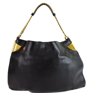 GUCCI 1970 Medium Leather Shoulder Bag Black 290682