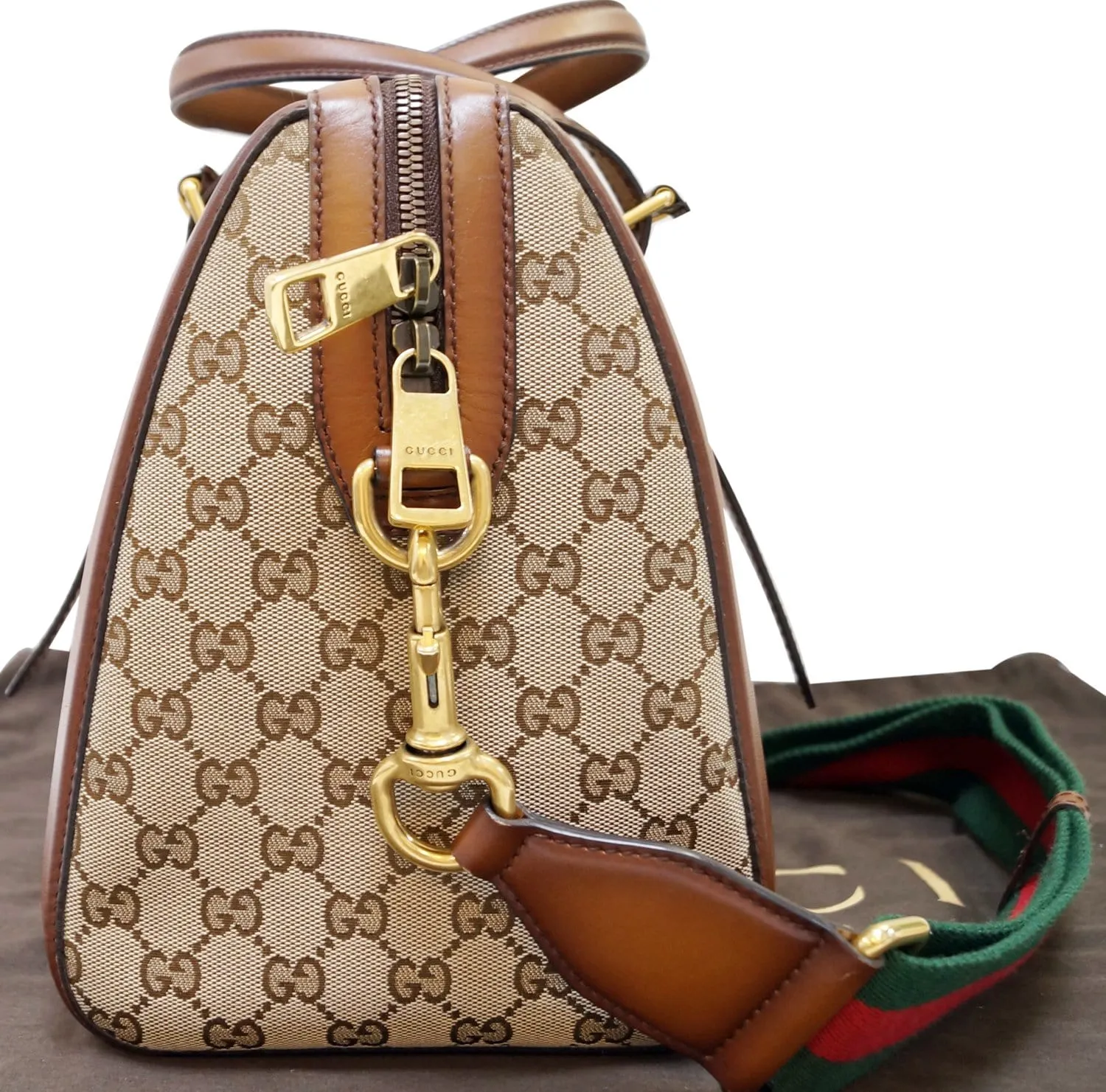 GUCCI Lady Web Original GG Canvas Boston Bag 381044