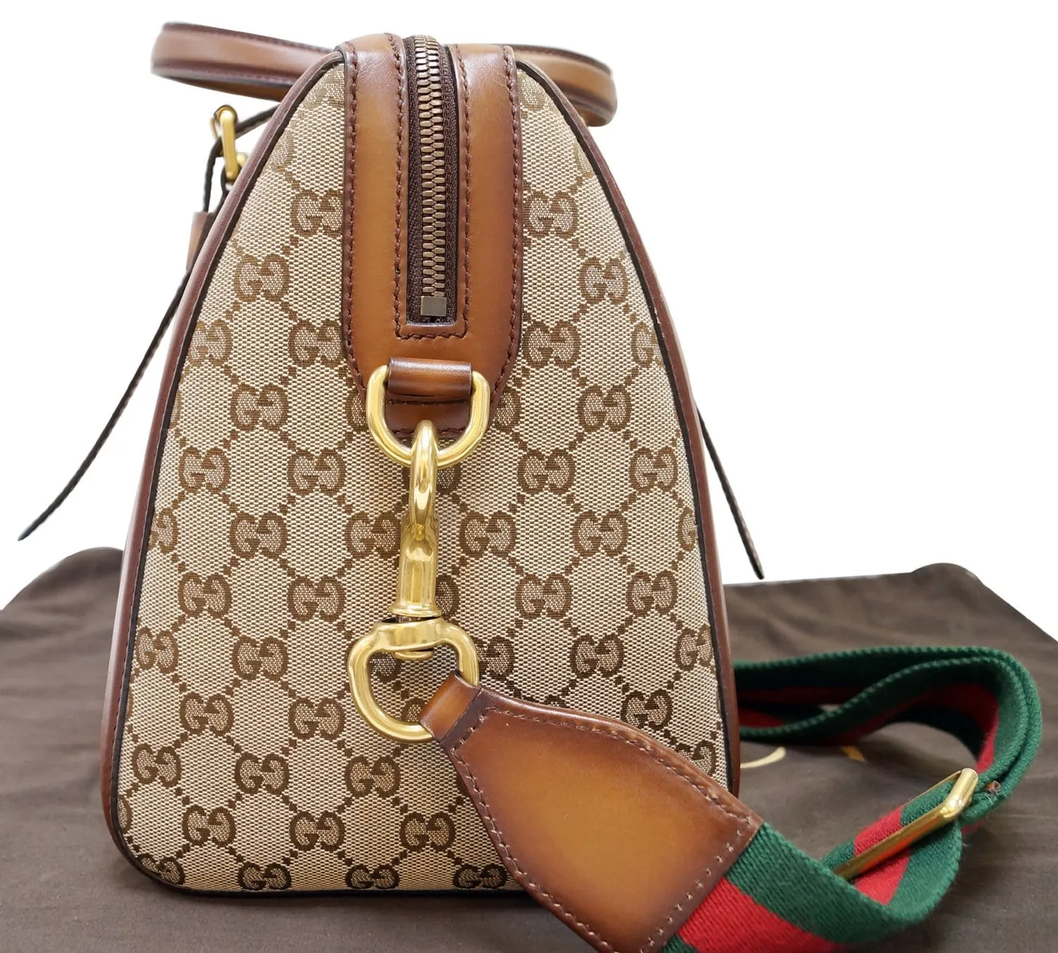 GUCCI Lady Web Original GG Canvas Boston Bag 381044