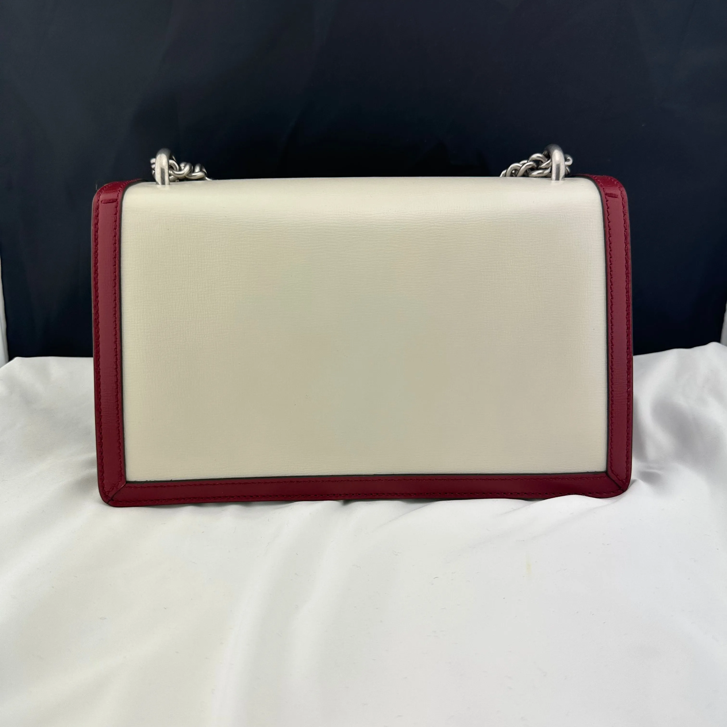 Gucci Small Dionysus Shoulder Bag in Ivory and Blue with Red Trim