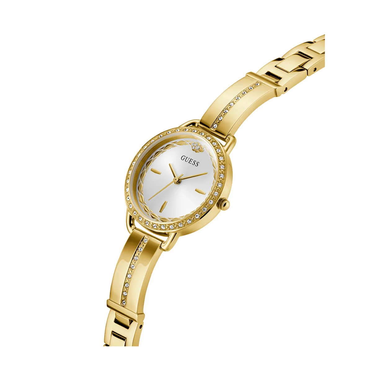 Guess Women's Watch Gold Tone Case White Dial Quartz