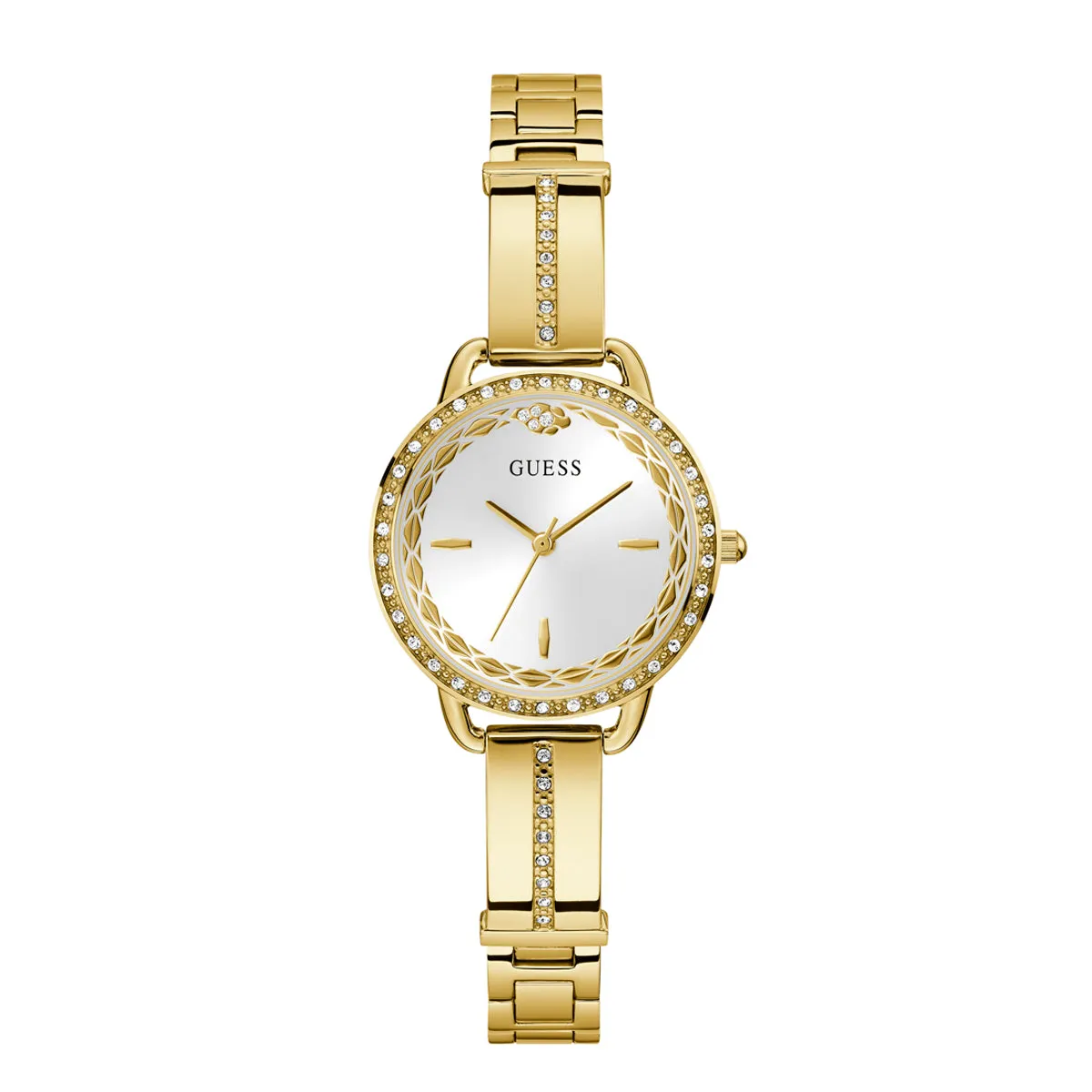 Guess Women's Watch Gold Tone Case White Dial Quartz