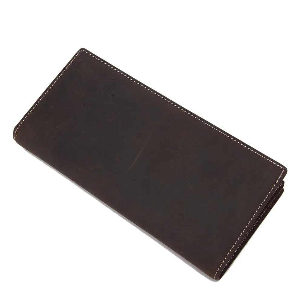 Handmade Genuine Leather Wallet Men Long Wallet Money Purse Card Holder 196-1