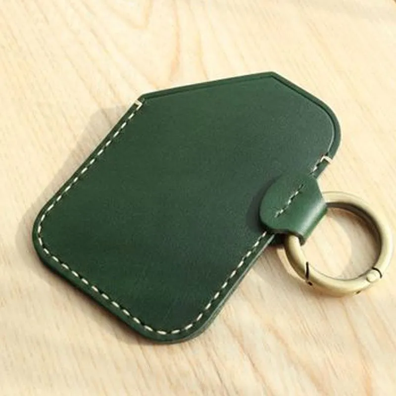 HANDMADE LEATHER CUTE Women CARD Holder Keychain PERSONALIZED MONOGRAMMED GIFT CUSTOM Wallet Card Holder keyring