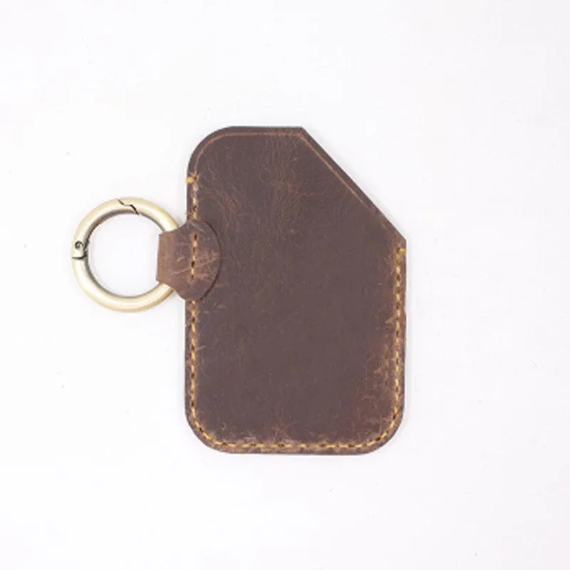 HANDMADE LEATHER CUTE Women CARD Holder Keychain PERSONALIZED MONOGRAMMED GIFT CUSTOM Wallet Card Holder keyring
