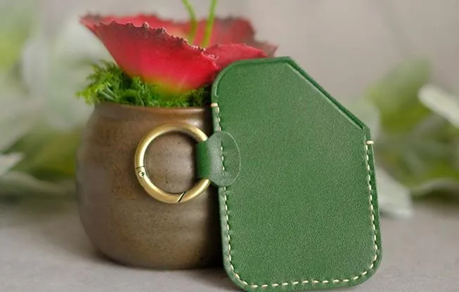 HANDMADE LEATHER CUTE Women CARD Holder Keychain PERSONALIZED MONOGRAMMED GIFT CUSTOM Wallet Card Holder keyring