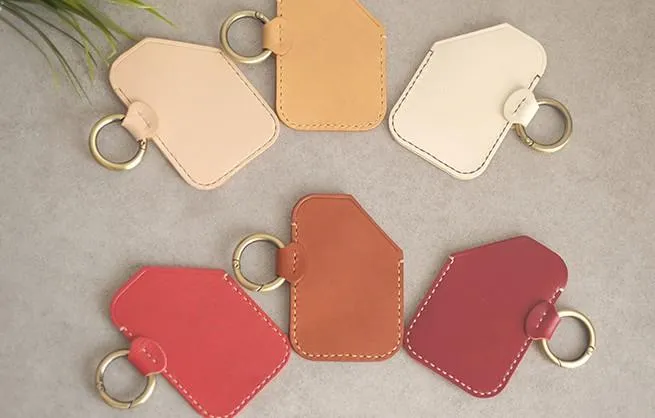 HANDMADE LEATHER CUTE Women CARD Holder Keychain PERSONALIZED MONOGRAMMED GIFT CUSTOM Wallet Card Holder keyring