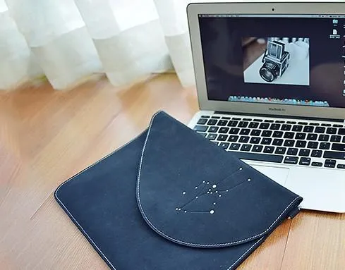 HANDMADE LEATHER CUTE Women Constellation Macbook Air 11inch 13inch Cover Case PERSONALIZED MONOGRAMMED GIFT CUSTOM Wallet