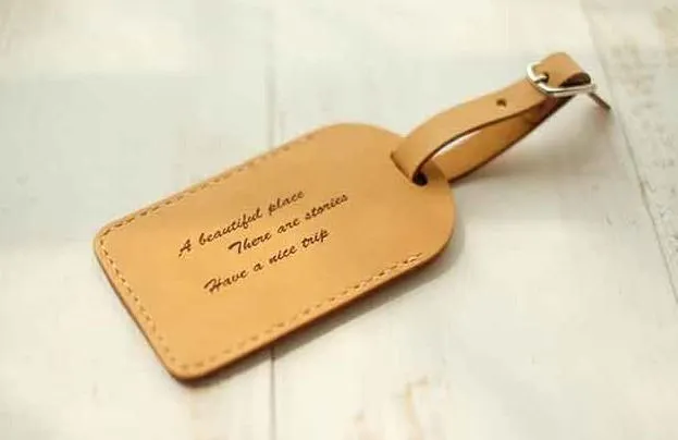 Handmade Leather Luggage Tag Personalized Monogrammed Gift Custom Women Wallet Graduation Gift