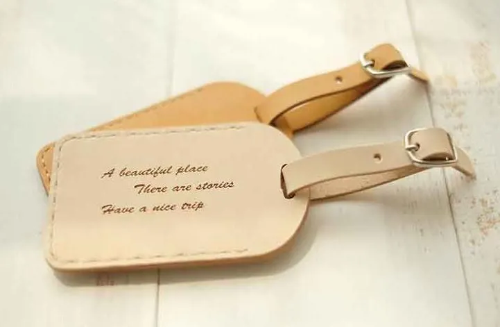 Handmade Leather Luggage Tag Personalized Monogrammed Gift Custom Women Wallet Graduation Gift