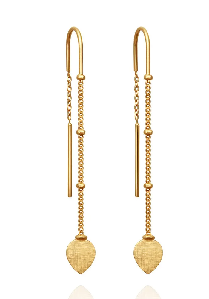 Hanging Lotus Earrings - Gold