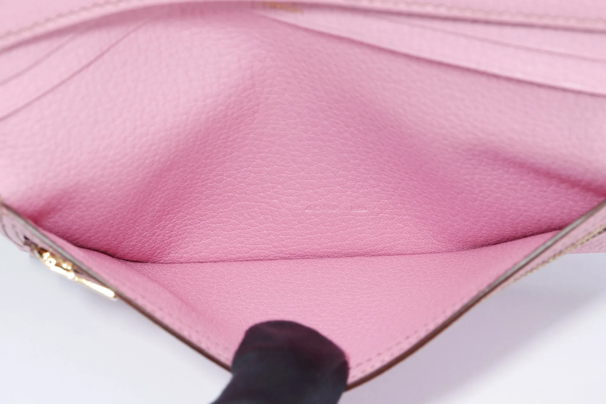 Hermes Bearn Wallet (Stamp M) Triple Fold Rose Sakura Chevre Leather, with Box
