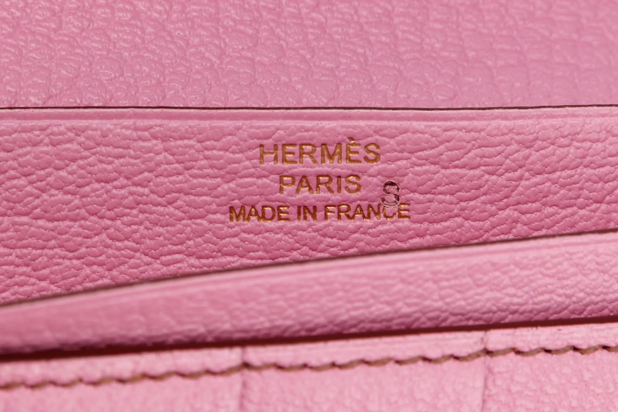 Hermes Bearn Wallet (Stamp M) Triple Fold Rose Sakura Chevre Leather, with Box