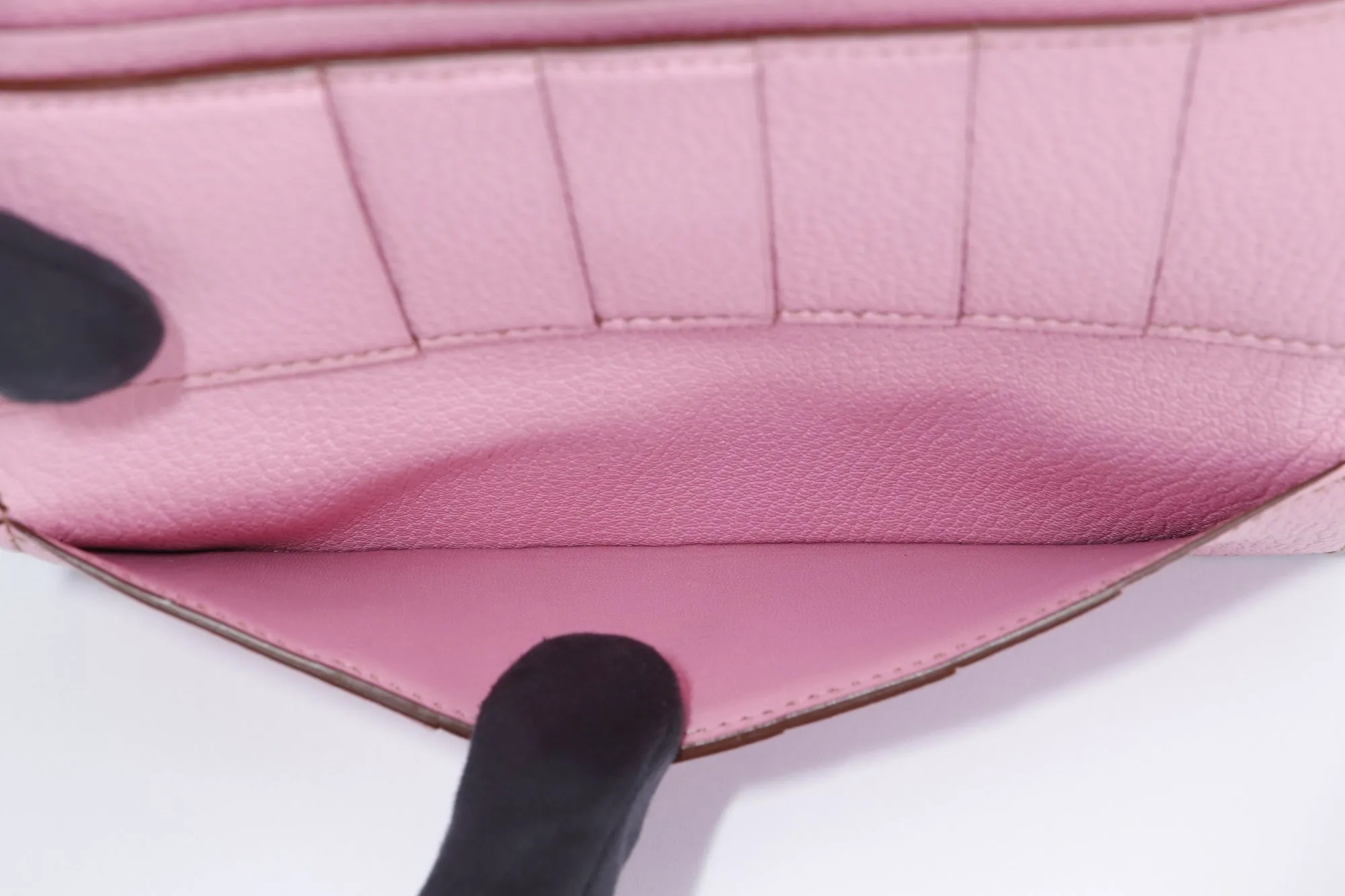 Hermes Bearn Wallet (Stamp M) Triple Fold Rose Sakura Chevre Leather, with Box