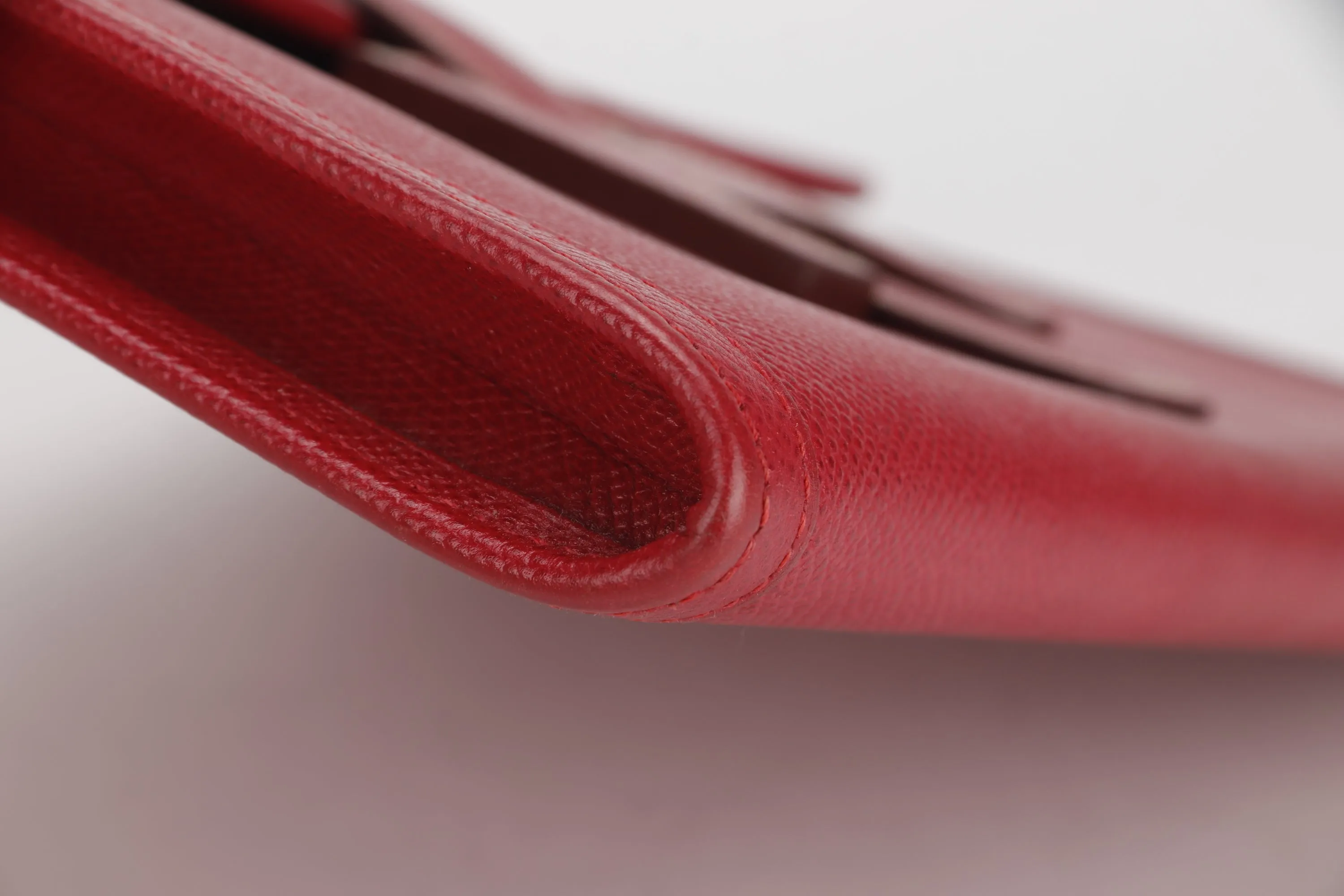 HERMES JEGE CLUTCH (NO STAMP) GRAIN COURCHEVEL RED LEATHER, WITH DUST COVER