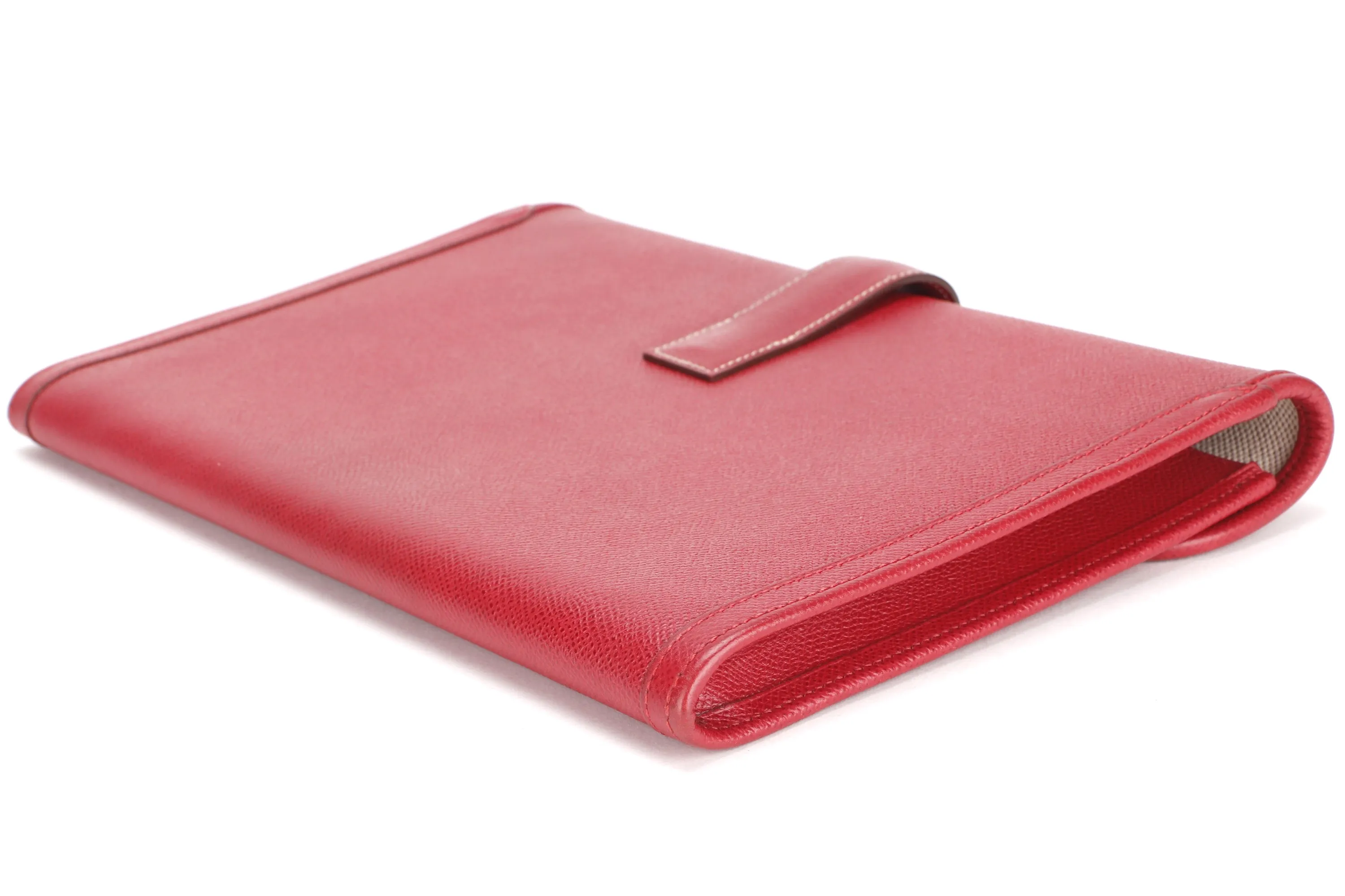 HERMES JEGE CLUTCH (NO STAMP) GRAIN COURCHEVEL RED LEATHER, WITH DUST COVER
