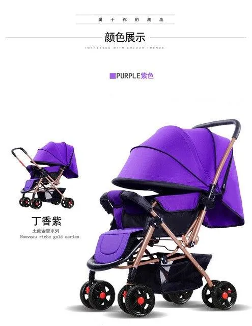 High Landscope Umbrella Baby Stroller Two Way Baby Trolley Portable Lying Baby Cart Width Sleeping Basket Newborn Pram carrinho