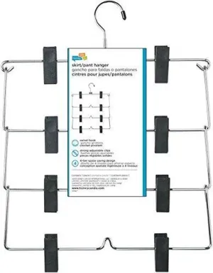 Honey-Can-Do HNG-01188 Fold Up Skirt Hanger, Chrome/Black, 4-Tier, 1 Pack