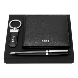 HUGO BOSS HPBKW416A - Set HUGO BOSS Black (ballpoint pen, key ring & wallet)