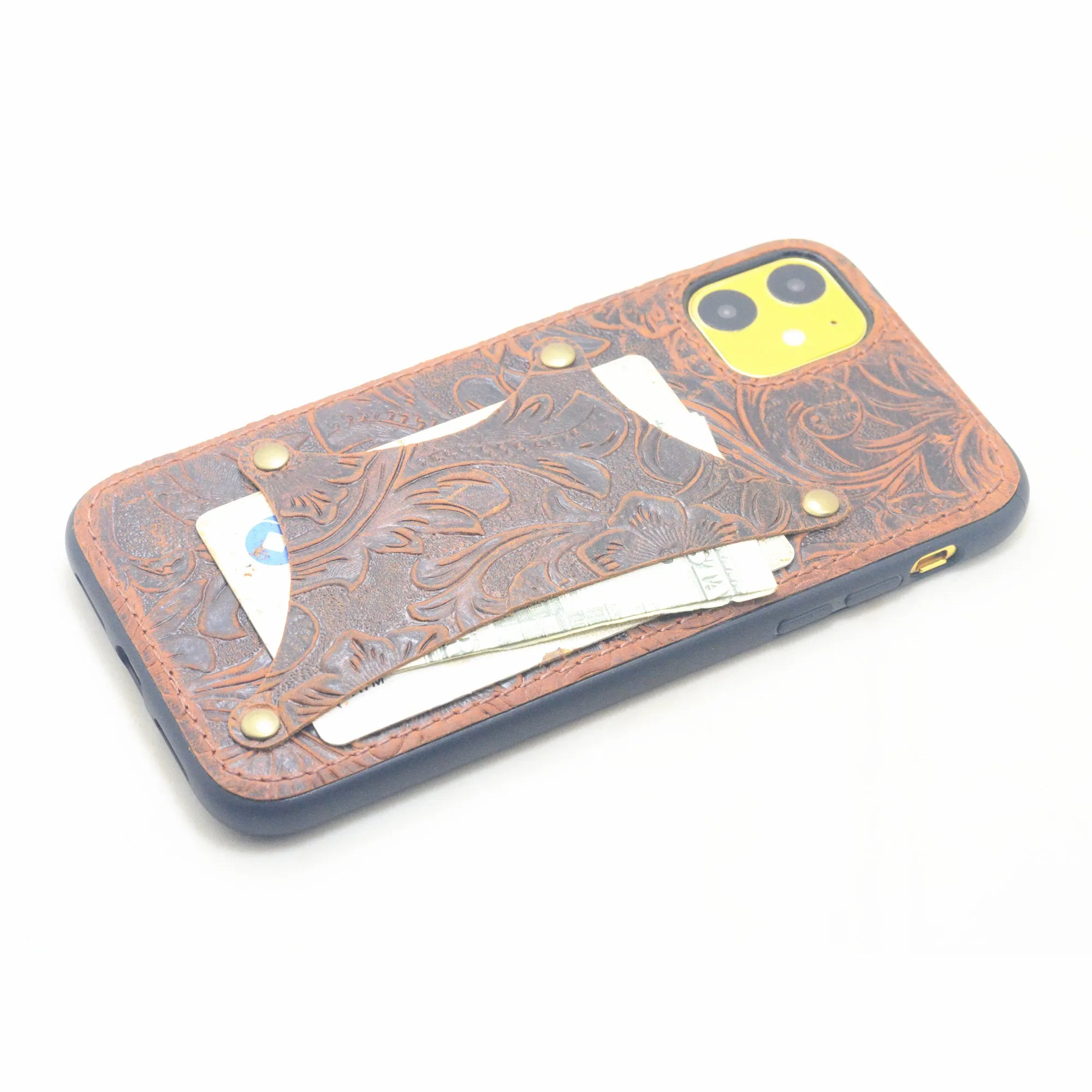 JJNUSA Genuine leather Retro Wallet Vintage for Iphone 11 6.1 inches Back Cover Case