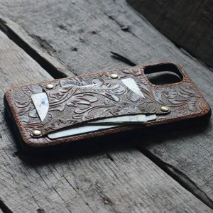 JJNUSA  Genuine leather Retro Wallet  vintage for Iphone 11 Pro 5.8 inches Back Cover Case Brown