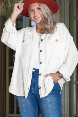 KaleaBoutique Solid Corded Drop Shoulder Plus Size Shacket