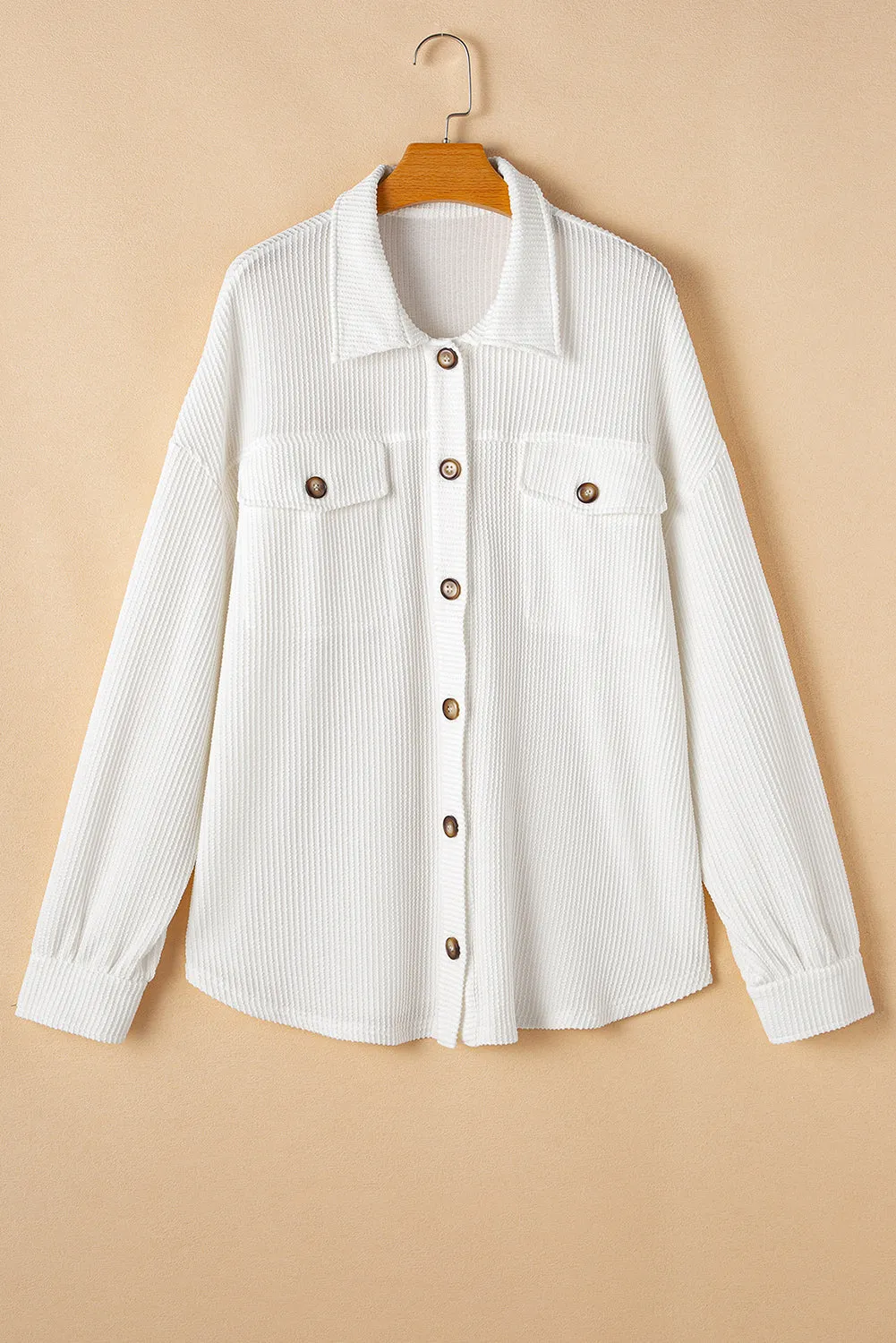 KaleaBoutique Solid Corded Drop Shoulder Plus Size Shacket