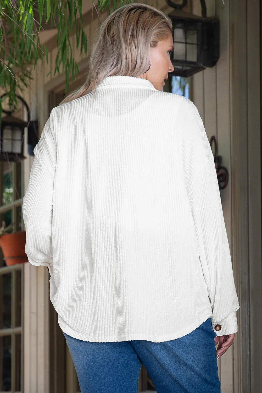KaleaBoutique Solid Corded Drop Shoulder Plus Size Shacket