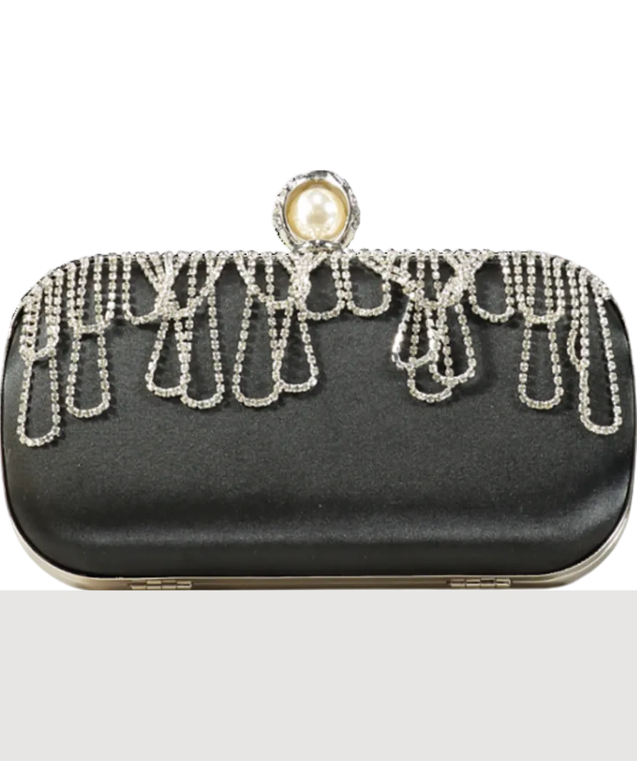 Karen Millen Black Scallop Detailed Embellished Clutch Bag