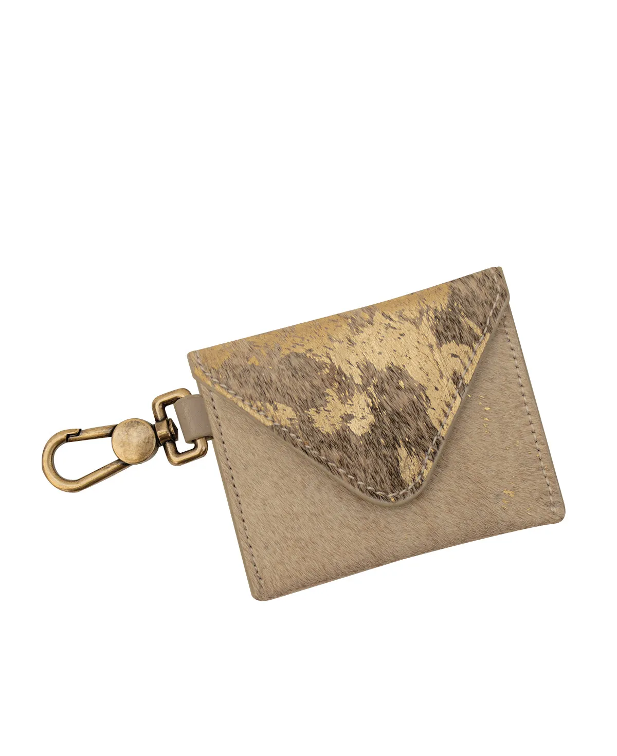KATE Keychain / Furry Leather Envelope Wallet with metal clasp