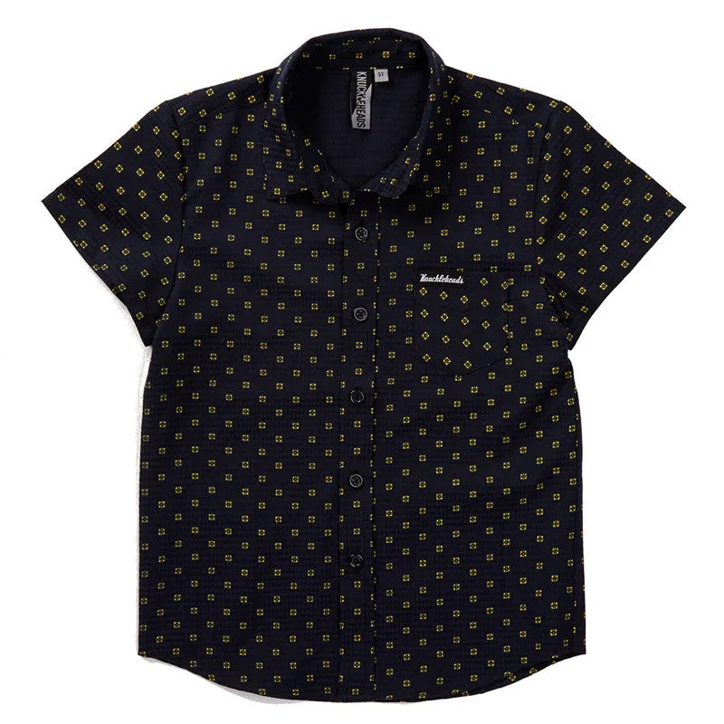 Knuckleheads On Point - Navy & Tan Plaid Rockabilly Shirt