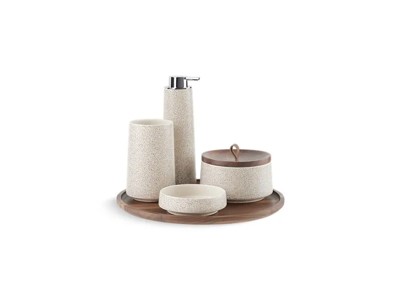 KOHLER K-29590-SSP Bente Five-piece countertop accessory set, Oyster Pearl