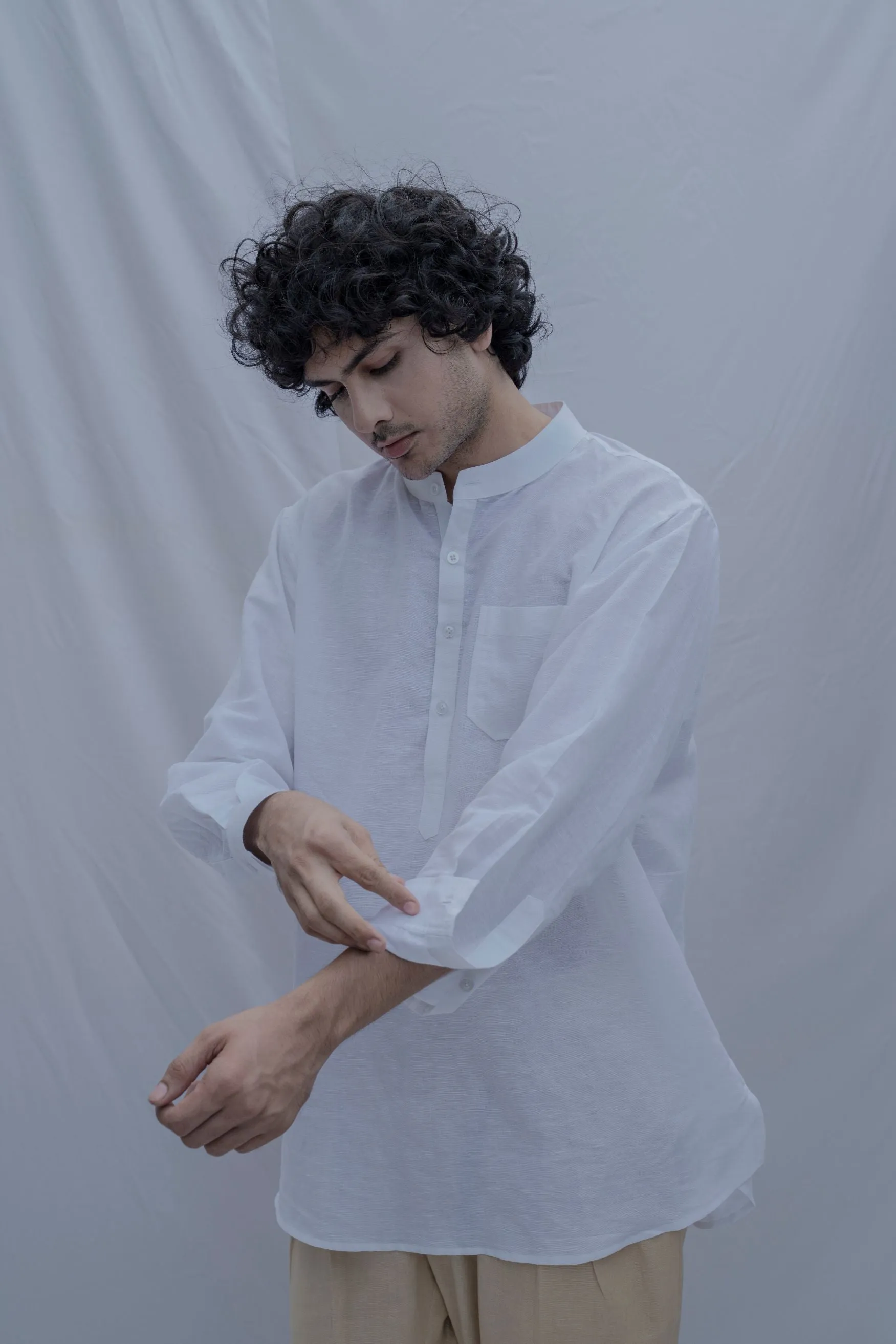 Kos-White Short kurta