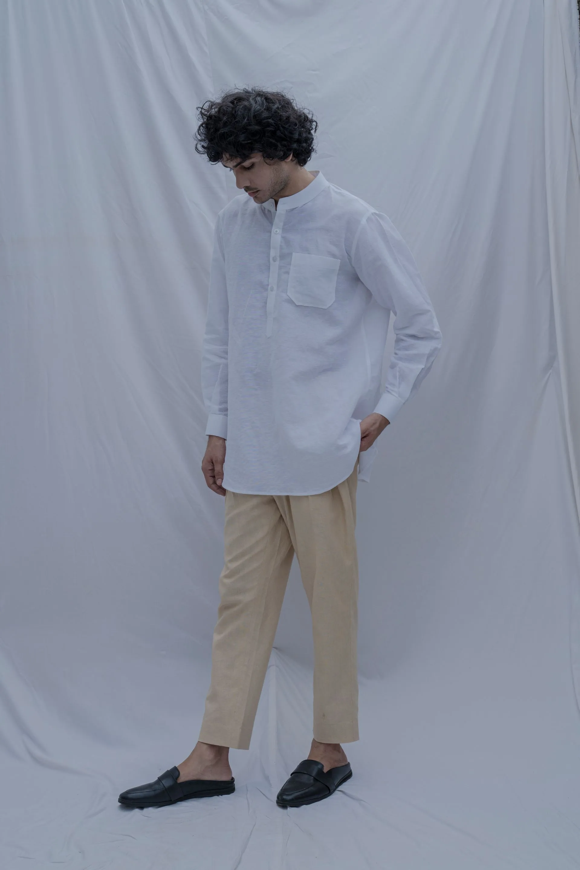 Kos-White Short kurta