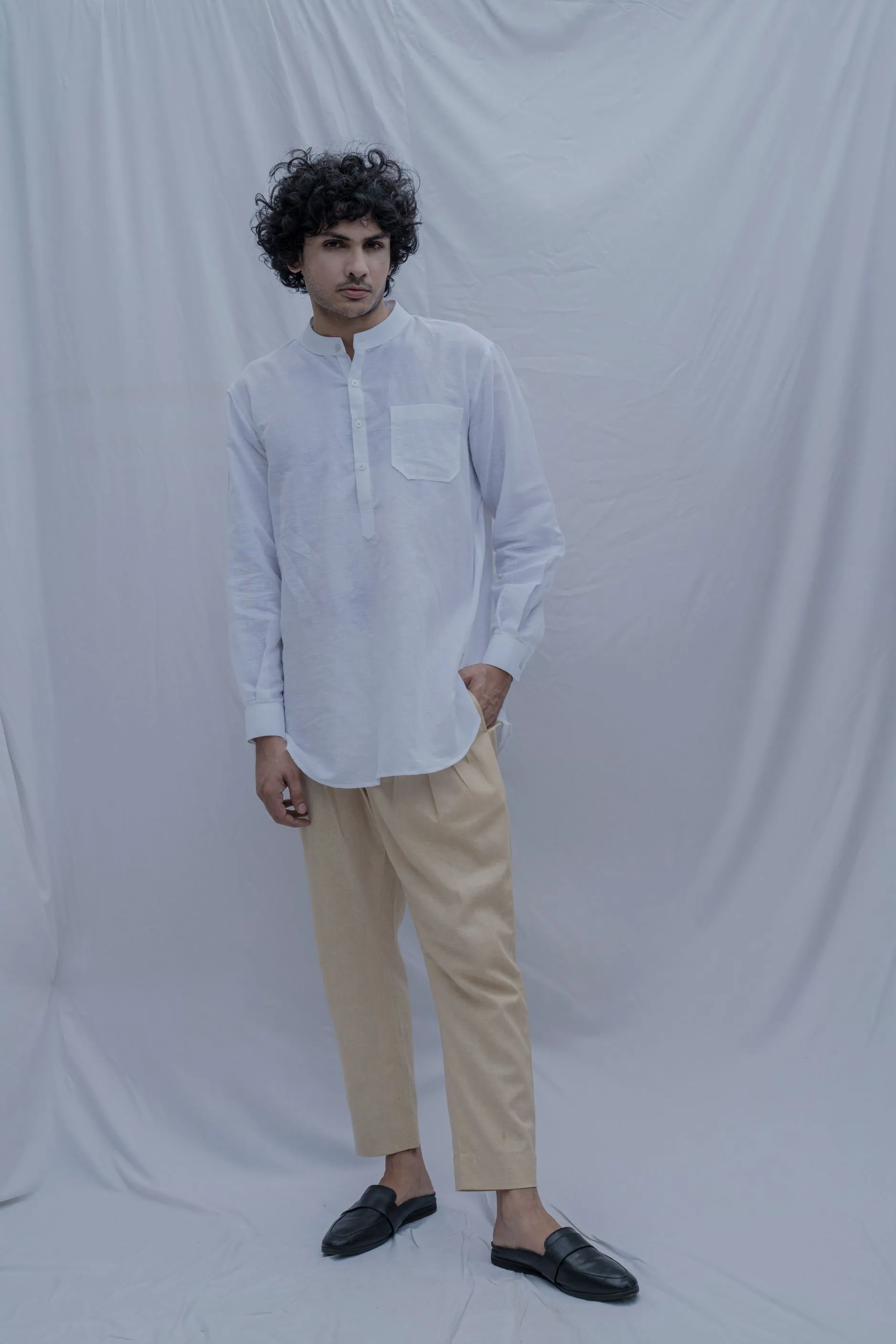 Kos-White Short kurta