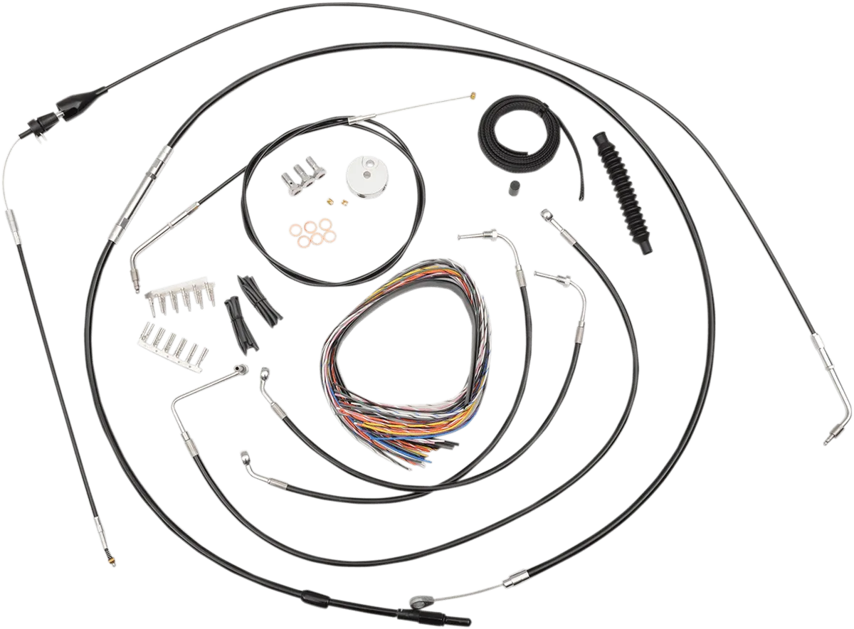 LA Choppers LA-8005KT2A-13B Complete Handlebar Cable and Brake Line Kit - Black Vinyl/Stainless