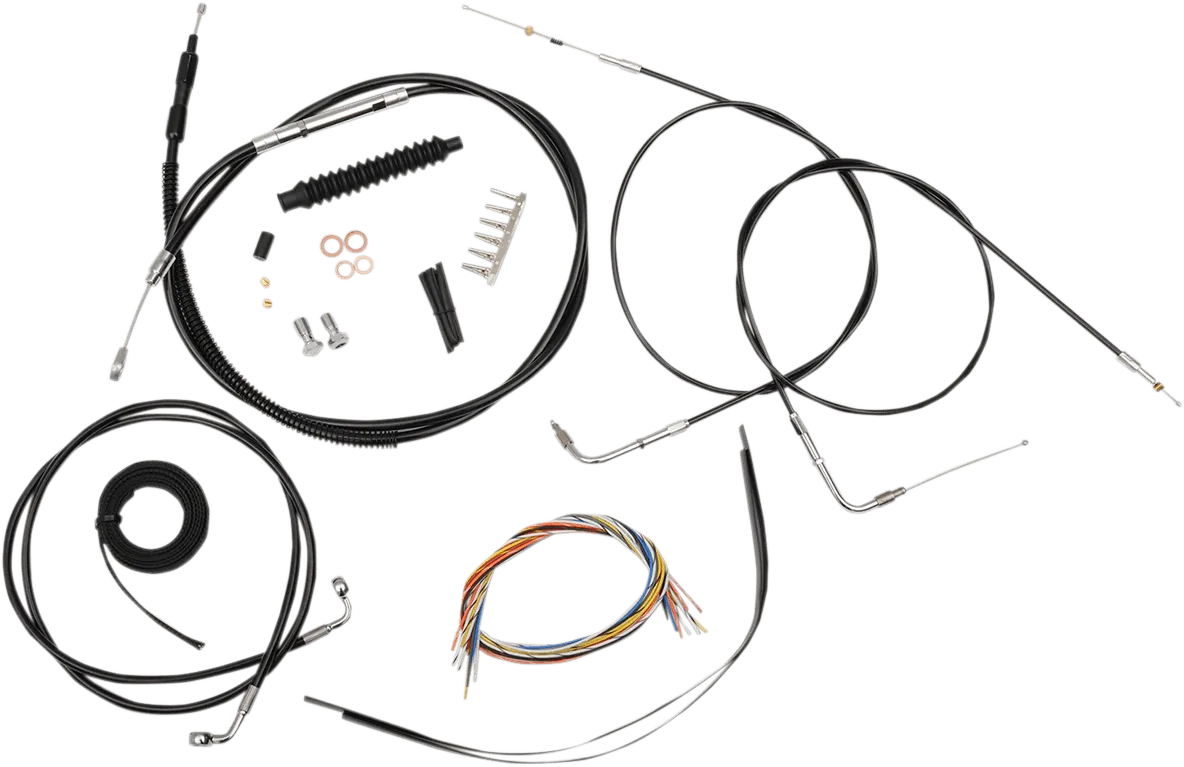 LA Choppers LA-8210KT2B-16B Complete Handlebar Cable and Brake Line Kit - Black Vinyl/Stainless