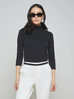 L'Agence - Aja 3/4 Sleeve Turtleneck Top - Black