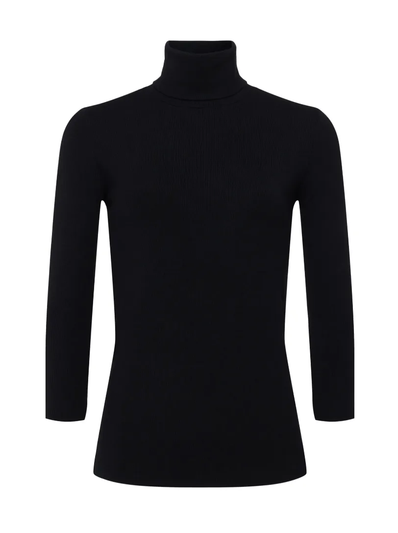 L'Agence - Aja 3/4 Sleeve Turtleneck Top - Black