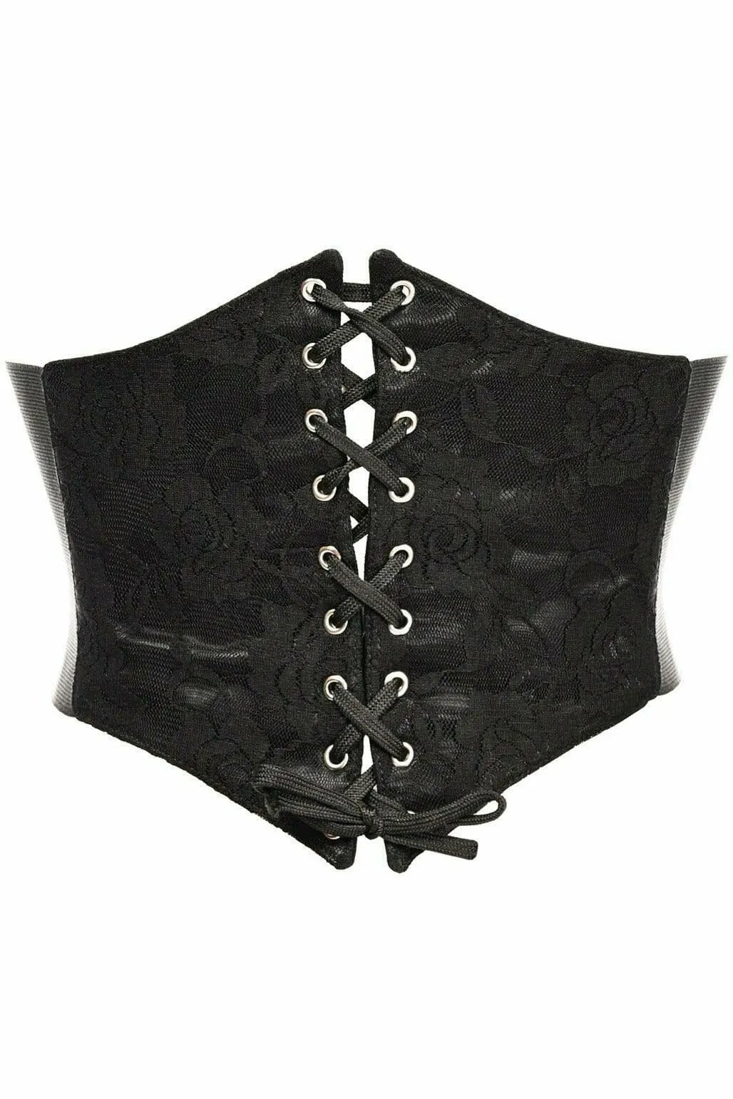 Lavish Black w/Black Lace Overlay Corset Belt Cincher