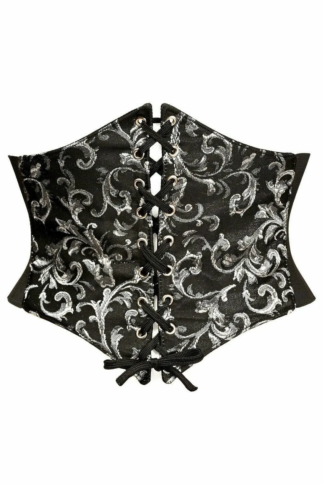 Lavish Black/Silver Brocade Corset Belt Cincher