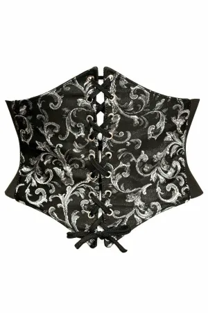 Lavish Black/Silver Brocade Corset Belt Cincher