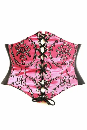 Lavish Fuchsia Embroidered Corset Belt Cincher