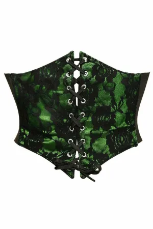 Lavish Green w/Black Lace Overlay Corset Belt Cincher